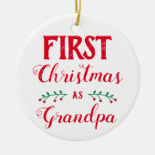 Eerste Kerstmis als opa wit met baby's foto Keramisch Ornament (Voorkant)