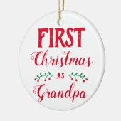 Eerste Kerstmis als opa wit met baby's foto Keramisch Ornament (Links)