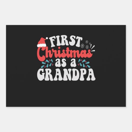 Eerste Kerstmis als opa Zwangerschap Baby Gift Inpakpapier Vel (Voorkant)