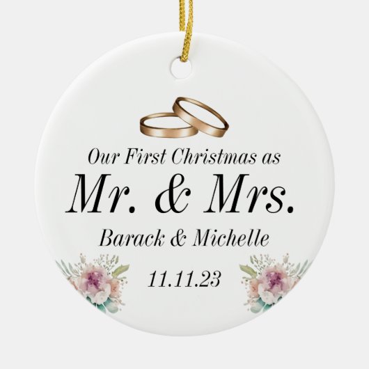 Eerste Kerstmis als Ornament met een huwelijkspaar (Voorkant)
