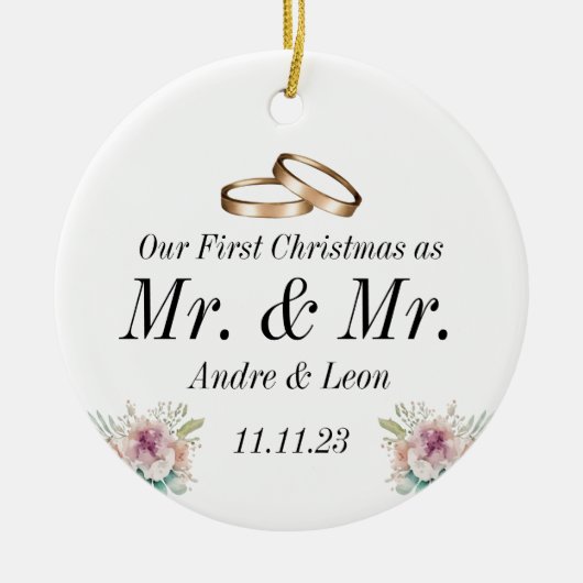 Eerste Kerstmis als Ornament met een huwelijkspaar (Voorkant)