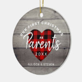 Eerste Kerstmis als ouderlijk ritueel op maat Keramisch Ornament (Links)