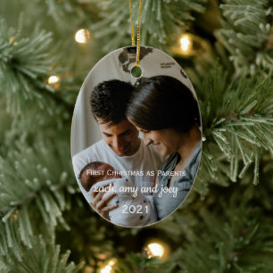Eerste Kerstmis als ouders Foto-Ornament Keramisch Ornament