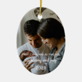 Eerste Kerstmis als ouders Foto-Ornament Keramisch Ornament (Voorkant)