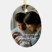 Eerste Kerstmis als ouders Foto-Ornament Keramisch Ornament (Achterkant)
