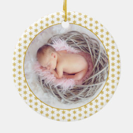 Eerste Kerstmis als ouders gouden sneeuwvlok foto Keramisch Ornament