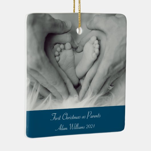 Eerste Kerstmis als ouders op maat Keramisch Ornament (Rechts)
