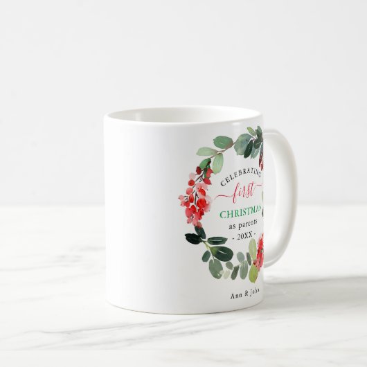 Eerste Kerstmis als Ouderschapsfeestdag - Aangepas Koffiemok (Voorkant rechts)