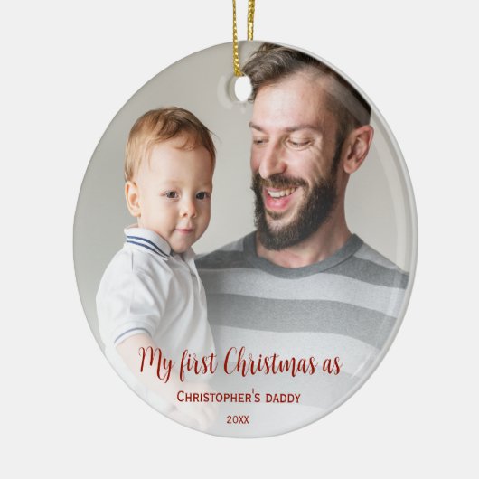Eerste Kerstmis als pa Full Photo Faded Keramisch Ornament (Links)