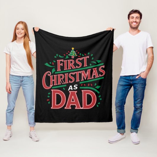 Eerste Kerstmis als pap bijpassend Kerstmis Fleece Deken (In situ)