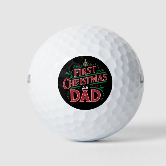Eerste Kerstmis als pap bijpassend Kerstmis Golfballen (Voorkant)