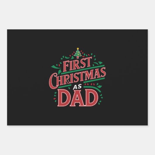 Eerste Kerstmis als pap bijpassend Kerstmis Inpakpapier Vel (Voorkant)