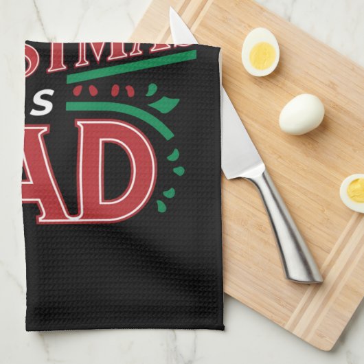 Eerste Kerstmis als pap bijpassend Kerstmis Theedoek (Quarter Fold)