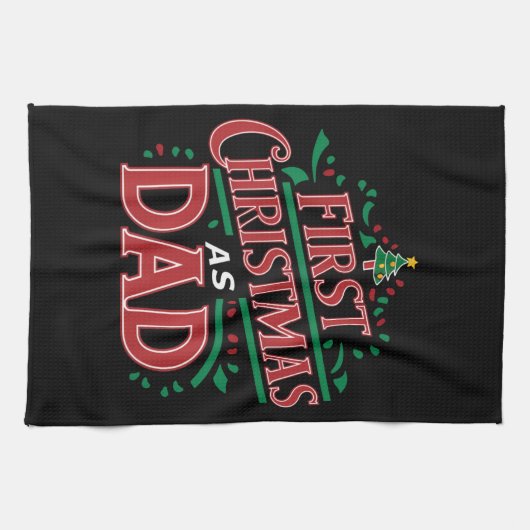 Eerste Kerstmis als pap bijpassend Kerstmis Theedoek (Horizontaal)