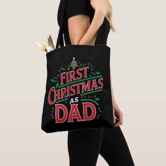 Eerste Kerstmis als pap bijpassend Kerstmis Tote Bag (Dichtbij)