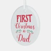 Eerste Kerstmis als pap rood wit Glas Ornament (Voorkant links)