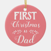 Eerste Kerstmis als pap roze met baby's foto Keramisch Ornament (Voorkant)