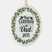 Eerste Kerstmis als pap Waterverf Wreate Keramisch Ornament (Rechts)