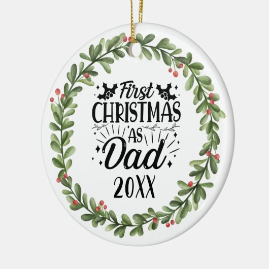 Eerste Kerstmis als pap Waterverf Wreate Keramisch Ornament (Links)