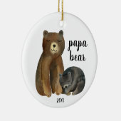 Eerste Kerstmis als Papa Beer persoonlijke Waterve Keramisch Ornament (Rechts)