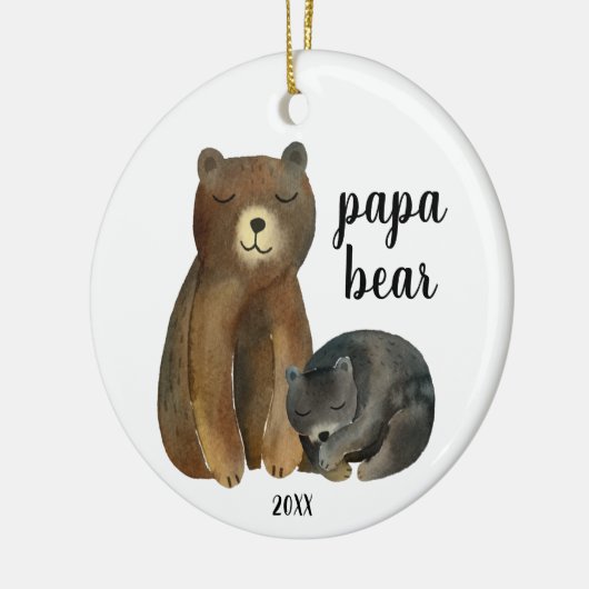 Eerste Kerstmis als Papa Beer persoonlijke Waterve Keramisch Ornament (Links)