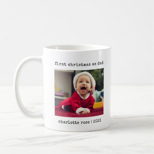 Eerste Kerstmis als Papa Custom Foto Koffiemok (Links)