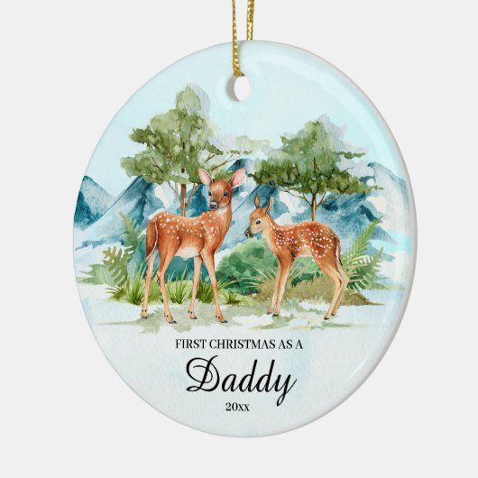 Eerste Kerstmis als papa Deer Keepaskerst Keramisch Ornament (Links)