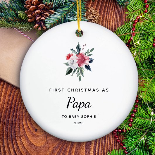 Eerste Kerstmis als Papa | Eenvoudig en Elegant Keramisch Ornament