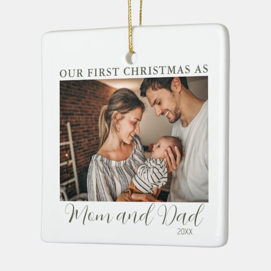 Eerste Kerstmis als papa en mama Keramisch Ornament (Links)