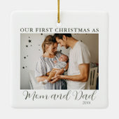 Eerste Kerstmis als papa en mama Keramisch Ornament (Achterkant)