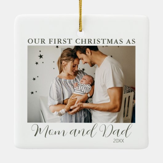 Eerste Kerstmis als papa en mama Keramisch Ornament (Achterkant)