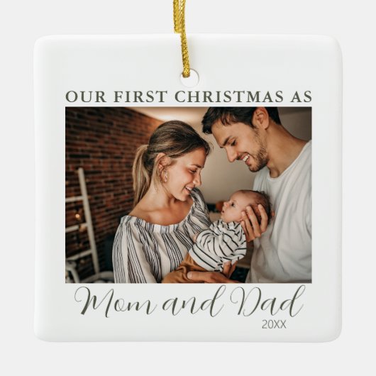 Eerste Kerstmis als papa en mama Keramisch Ornament (Voorkant)