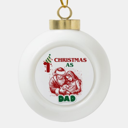 EERSTE KERSTMIS ALS PAPA KERAMISCHE BAL ORNAMENT (Voorkant)