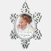 Eerste Kerstmis als papa Naam Fotobedekking Tin Sneeuwvlok Ornament (Rechts)