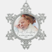 Eerste Kerstmis als papa Naam Fotobedekking Tin Sneeuwvlok Ornament (Voorkant)