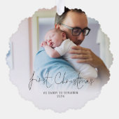 Eerste Kerstmis als papa Naam Jaar Foto Ornament Kaart (Achterkant)