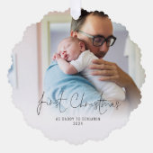 Eerste Kerstmis als papa Naam Jaar Foto Ornament Kaart (Voorkant)