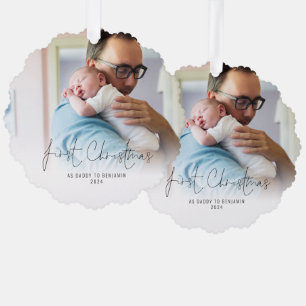 Eerste Kerstmis als papa Naam Jaar Foto Ornament Kaart