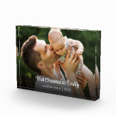 Eerste Kerstmis als Papa Nieuwe Baby Elegant Scrip Fotoblokken (Rechts)