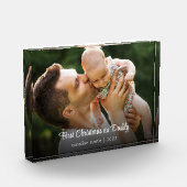 Eerste Kerstmis als Papa Nieuwe Baby Elegant Scrip Fotoblokken (Links)