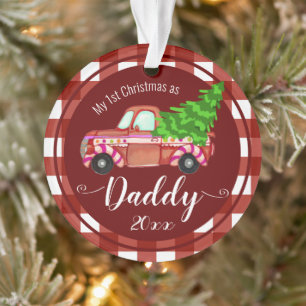 Eerste Kerstmis als papa Red Truck Foto Ornament