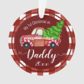 Eerste Kerstmis als papa Red Truck Foto Ornament (voorkant)
