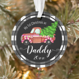 Eerste Kerstmis als papa Red Truck Ornament