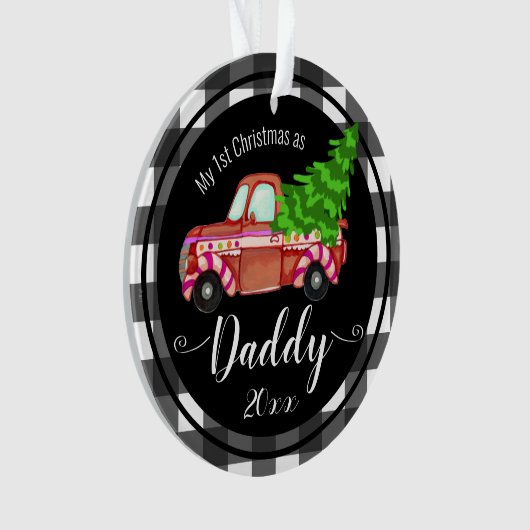 Eerste Kerstmis als papa Red Truck Ornament (voorkant)