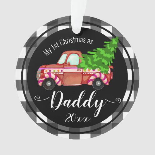 Eerste Kerstmis als papa Red Truck Ornament (voorkant)