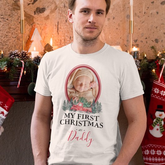 Eerste Kerstmis als papa Red Truck T-Shirt