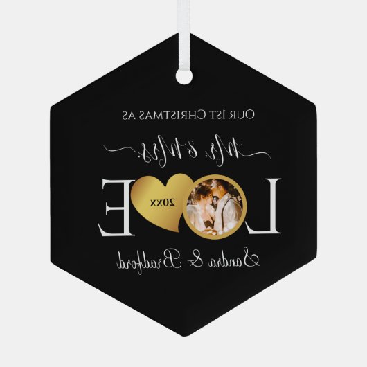 Eerste Kerstmis als Pas getrouwd Holiday Glas Ornament (Achterkant)