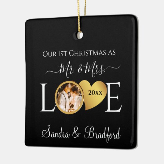 Eerste Kerstmis als Pas getrouwd Holiday Keramisch Ornament (Links)