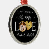Eerste Kerstmis als Pas getrouwd Holiday Metalen Ornament (Rechts)