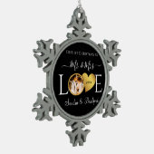 Eerste Kerstmis als Pas getrouwd Holiday Tin Sneeuwvlok Ornament (Links)